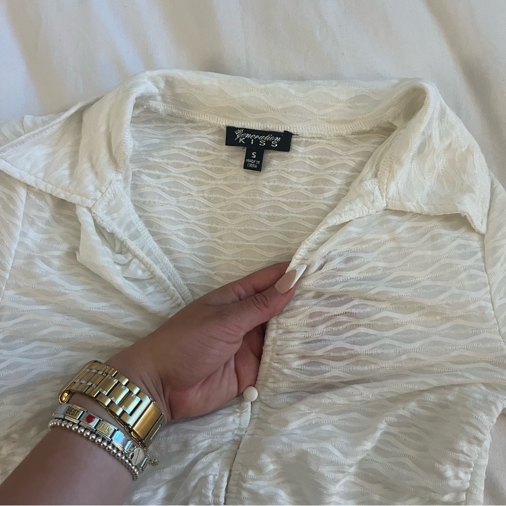 Cute Mesh LS Crop Top